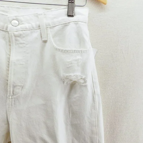 Joes Womens Scout Distressed Mid Rise Slim Boyfriend Cropped Jeans White - Picture 6 of 12